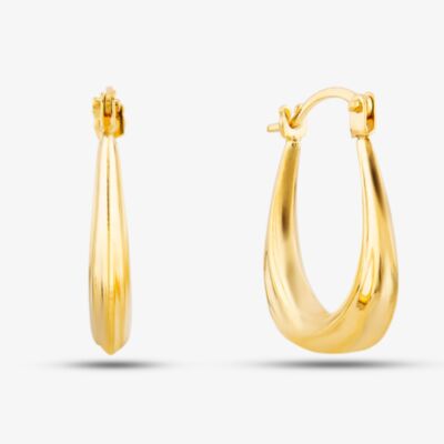 9ct Yellow Gold Shaped Oval Creole Earrings UER132Y