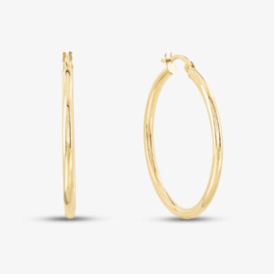 9ct Yellow Gold 28mm Medium Round Hoop Earrings UER100Y