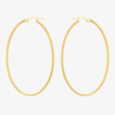 9ct Yellow Gold 54mm Large Oval Hoop Earrings 1.53.0589