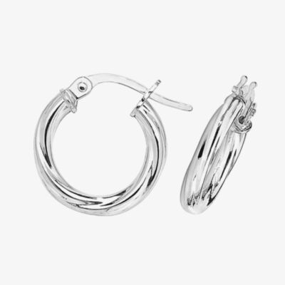 Gold Classic 9ct White Gold 10mm Textured Hoop Earrings ER348W