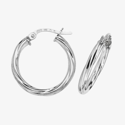 Gold Classic 9ct White Gold 15mm Textured Hoop Earrings ER349W