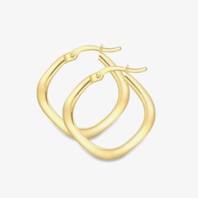 Gold Classic 9ct Yellow Gold Flat Tube Hoop Earrings 120525147565