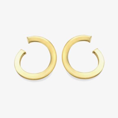 Gold Classic 9ct Yellow Gold Half Square Hoop Earrings 120525147604