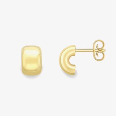 Gold Classic 9ct Yellow Gold Half Hoop Stud Earrings 120525147609