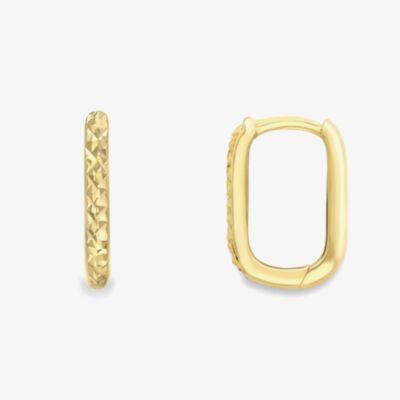 Gold Classic 9ct Yellow Gold Diamond Cut Square Curve Hoop Earrings 120525147611