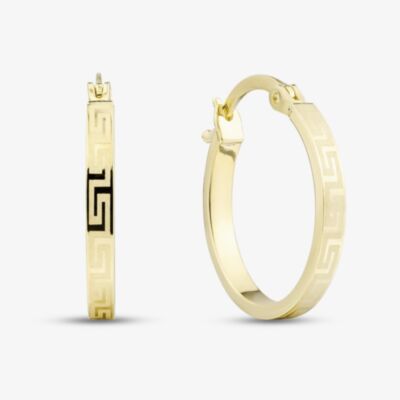 9ct Yellow Gold Patterned Hoop Earrings E-RTGS-21515-9Y