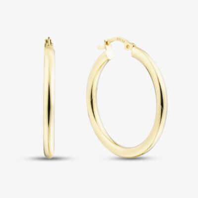 9ct Yellow Gold Plain Tube Hoop Earrings E-SLRT-325-9Y