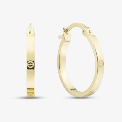 9ct Yellow Gold Flat Patterned Hoop Earrings E-RTSS-21515-9Y