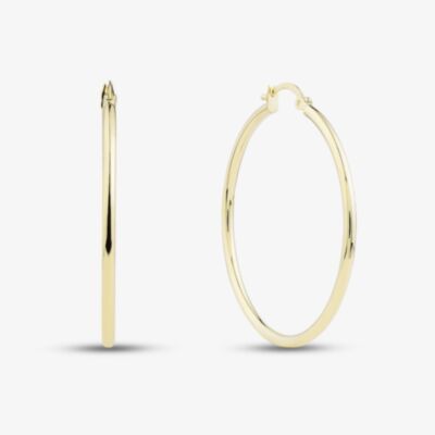 9ct Yellow Gold 40mm Thin Tube Hoop Earrings E-SLRT-235-9Y