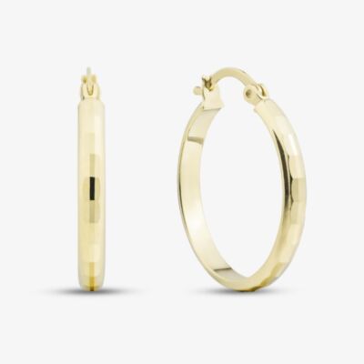 9ct Yellow Gold 20mm Medium Patterned Hoop Earrings E-HTDC-320-9Y