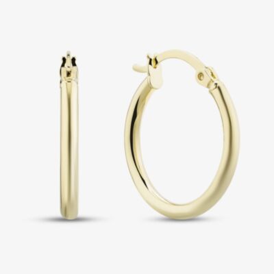 9ct Yellow Gold 20mm Thin Tube Hoop Earrings E-SLRT-215-9Y