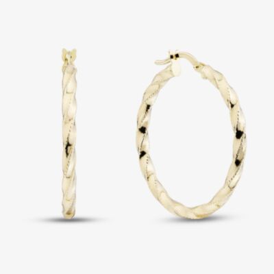 9ct Yellow Gold Twisted Hoop Earrings OR43325