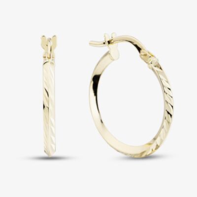 9ct Yellow Gold Extra Small Patterned Hoop Earrings OR91521/15