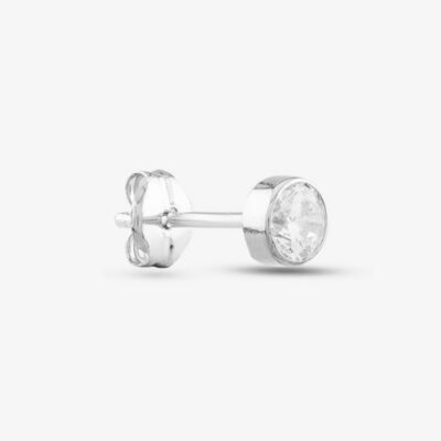 9ct White Gold Small Rubover Cubic Zirconia Single Stud Earring 5.57.9949 (1X SINGLE EARRING)