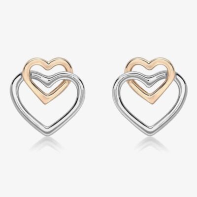 9ct Two Colour Linked Heart Stud Earrings 2.55.8629