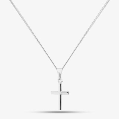 Silver Small Plain Cross and Chain SCS20