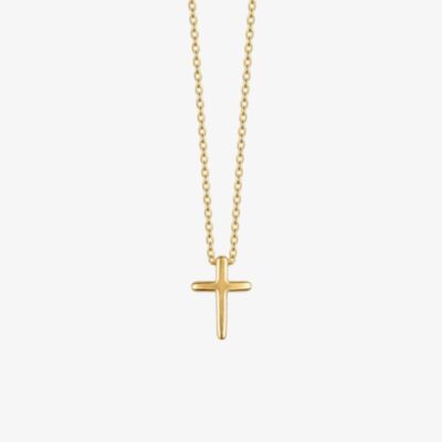 Fashionista Gold Yellow Gold Tone Plated Sterling Silver Dainty Cross Slider Pendant N4783