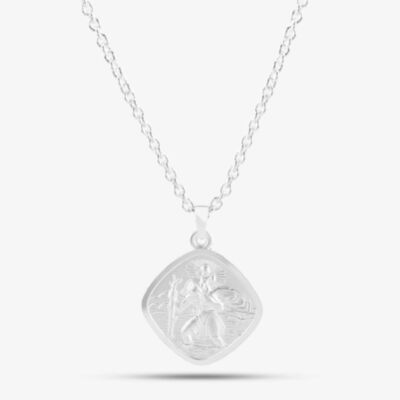 Sterling Silver St Christopher Square Necklace P30-8020-SC1318