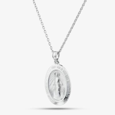 Fashionista Silver Sterling Silver Oval St. Mary Pendant SJR1023xCH18R1