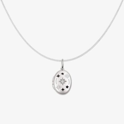Fashionista Silver Sterling Silver Night Sky Star Locket Pendant P5638C N2326