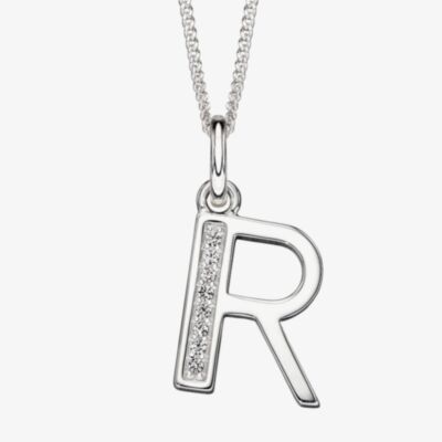 Sterling Silver Cubic Zirconia Initial "O" Pendant Necklace P4737CO