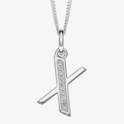 Sterling Silver Cubic Zirconia Initial "X" Pendant Necklace P4746CX