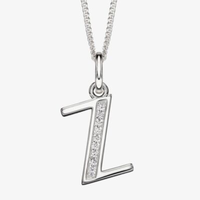 Sterling Silver Cubic Zirconia Initial "Z" Pendant Necklace P4748CZ
