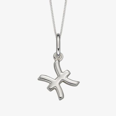 Sterling Silver Pisces Zodiac Sign Pendant Necklace P4999