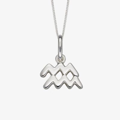 Sterling Silver Aquarius Zodiac Sign Pendant Necklace P4998