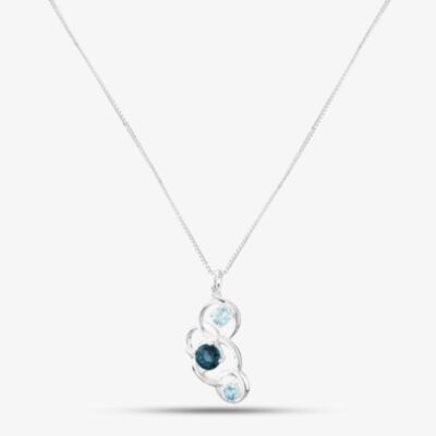 Sterling Silver Round Blue Topaz Pendant P4844T N2323