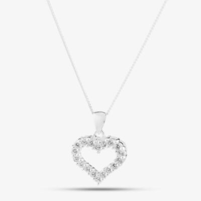 Sterling Silver Open Heart Crystal Pendant 8.62.8584