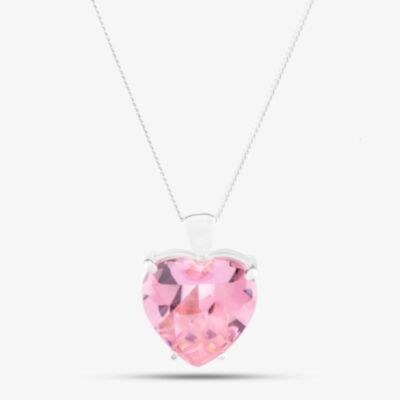 Sterling Silver 15mm Pink Crystal Heart Pendant 8.62.5642
