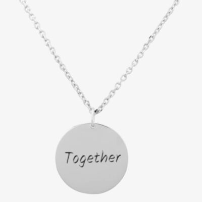 Silver Classic Together Disc Pendant Necklace THB001604