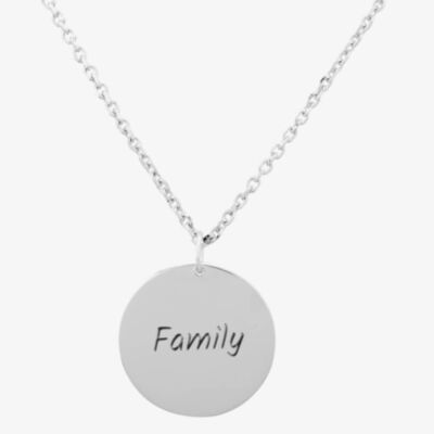 Silver Classic Family Disc Pendant Necklace THB001604