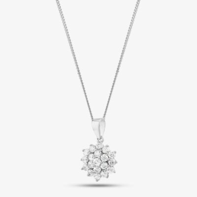 Sterling Silver Cubic Zirconia Large Round Cluster Necklace 247/222 8.13.0034