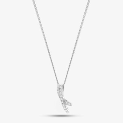 Sterling Silver Cubic Zirconia Two Row Crossover Necklace DJP915 8.13.0034