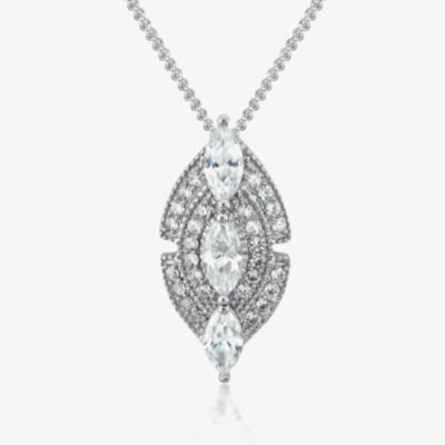 V Jewellery Silver Marquise Pendant 3052