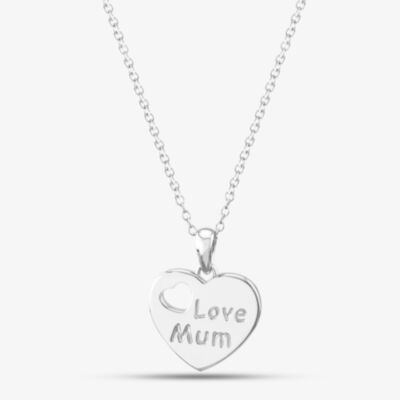 Silver Love Mum Heart Cut Out Pendant Necklace SP04061A
