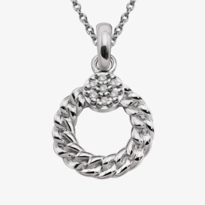 Unique Sterling Silver Braided Open Circle Pendant Necklace MK-1004