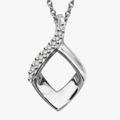 Unique Sterling Silver Cubic Zirconia Diamond Shape Pendant Necklace MK-1001