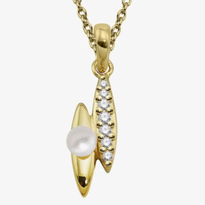 Gold Plated Freshwater Pearl Drop Pendant Necklace MK-1012GO