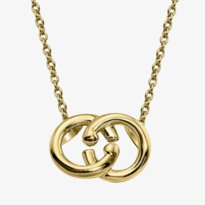 Gold Plated Linked Circle Necklace MK-953GO