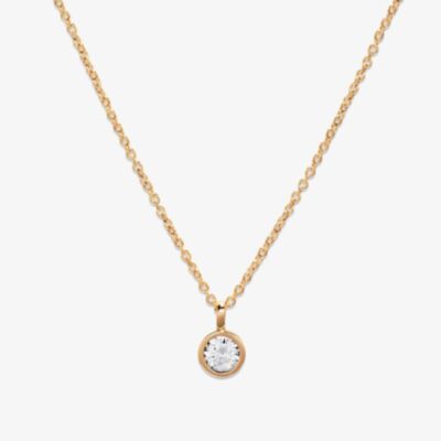 Unique Gold Plated Round Cubic Zirconia Pendant Necklace MK-898GO