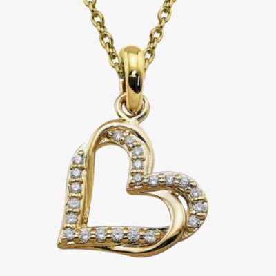 Unique Gold Plated Double Heart Cubic Zirconia Pendant Necklace MK-954GO