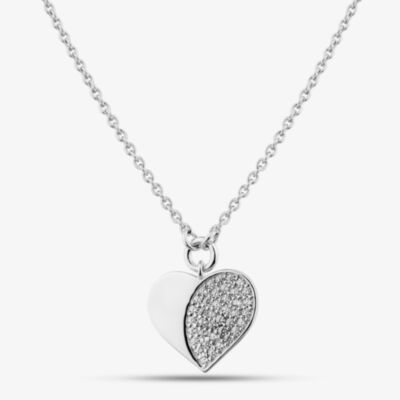 Fashionista Silver Sterling Silver Cubic Zirconia Heart Pendant MK-1079
