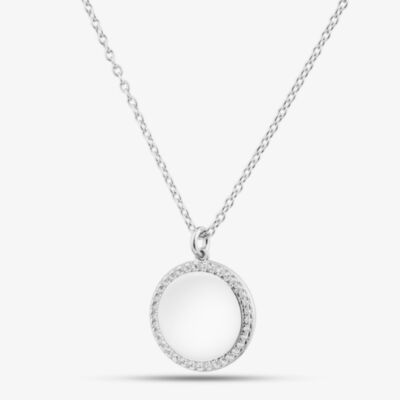 Fashionista Silver Sterling Silver Cubic Zirconia Circle Pendant MK-1075
