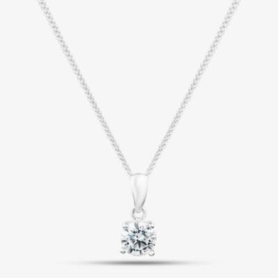 Fashionista Silver Silver 5mm Round Cut Cubic Zirconia Pendant PRD5 N2326 (BK)