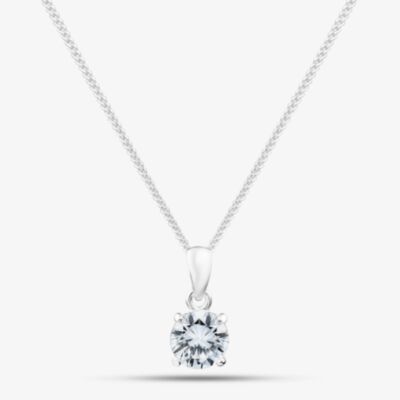 Fashionista Silver Silver 6mm Round Cut Cubic Zirconia Pendant PRD6 N2326 (BK)