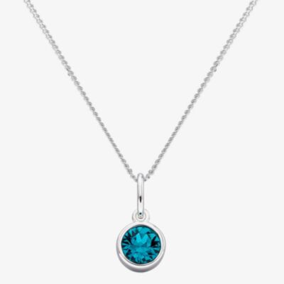 Silver December Birthstone Blue Pendant with Chain P4563 N2326