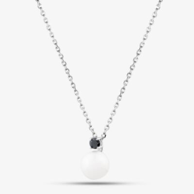 Fashionista Silver Sterling Silver Freshwater Pearl & Black Cubic Zirconia Pendant AP13973BKZ-WFM/R
